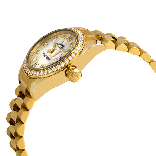 Rolex Lady-Datejust 26 Mother Of Pearl Dial 18K Yellow Gold President Automatic Ladies Watch 179138MDP