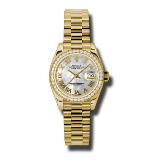 Rolex Lady-Datejust 26 Mother Of Pearl Dial 18K Yellow Gold President Automatic Ladies Watch 179158MDP