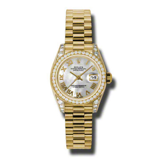 Rolex Lady-Datejust 26 Mother Of Pearl Dial 18K Yellow Gold President Automatic Ladies Watch 179158MRP