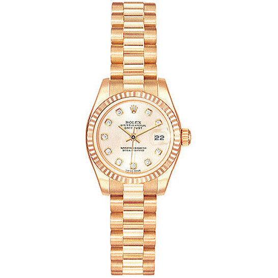 Rolex Lady-Datejust 26 Pink Dial 18K White Gold President Automatic Ladies Watch 179179PDP