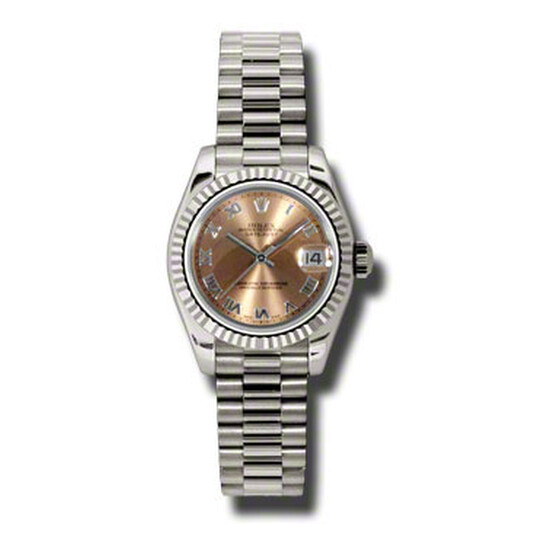 Rolex Lady-Datejust 26 Pink Dial 18K White Gold President Automatic Ladies Watch 179179PRP