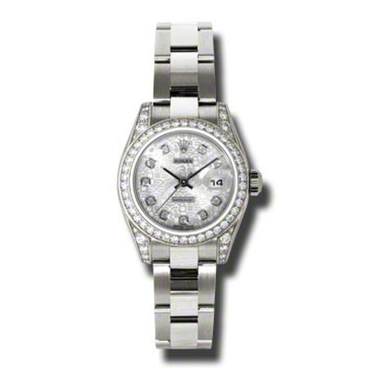 Rolex Lady Datejust 26 Silver Dial 18K White Gold Oyster Bracelet Automatic Watch 179159SJDO