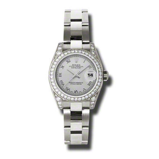 Rolex Lady Datejust 26 Silver Dial 18K White Gold Oyster Bracelet Automatic Watch 179159SRO