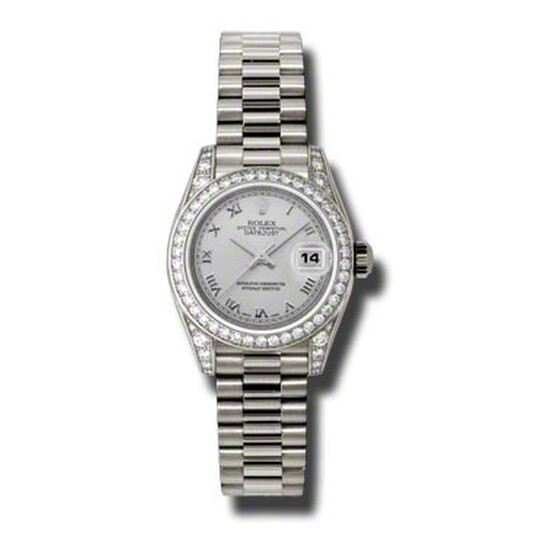 Rolex Lady-Datejust 26 Pink Dial 18K White Gold President Automatic Ladies Watch 179179PDP