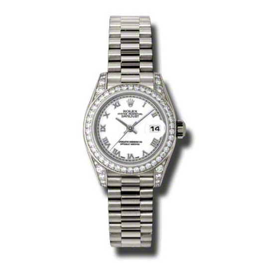 Rolex Lady-Datejust 26 White Dial 18K White Gold President Automatic Ladies Watch 179159WRP