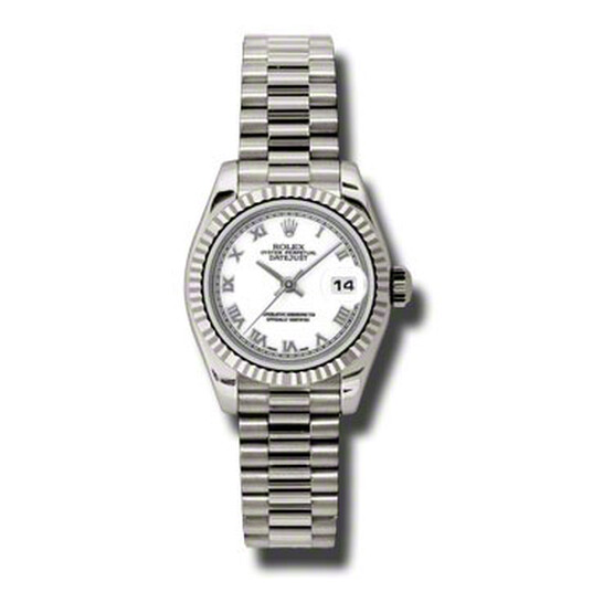 Rolex Lady-Datejust 26 White Dial 18K White Gold President Automatic Ladies Watch 179179WRP