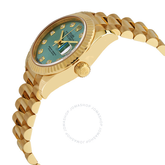 Rolex Lady-Datejust 28 Automatic Chronometer Diamond Green Dial Ladies Watch 279178GNDP