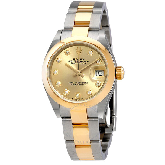 Rolex Lady Datejust 28 Champagne Diamond Dial Ladies Oyster Watch 279163CDO