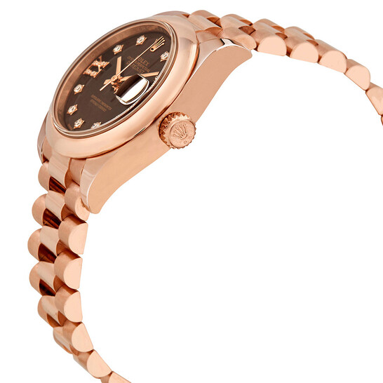 Rolex Lady-Datejust 28 Chocolate Dial 18K Everose Gold President Automatic Ladies Watch 279165CHRDP