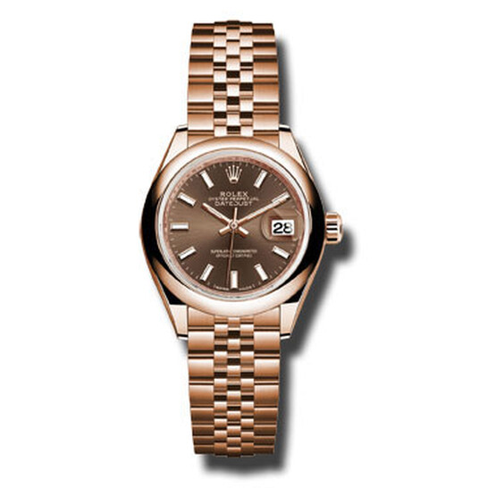 Rolex Lady Datejust 28 Chocolate Dial 18K Pink Gold Jubilee Bracelet Automatic Watch 279165CHSJ