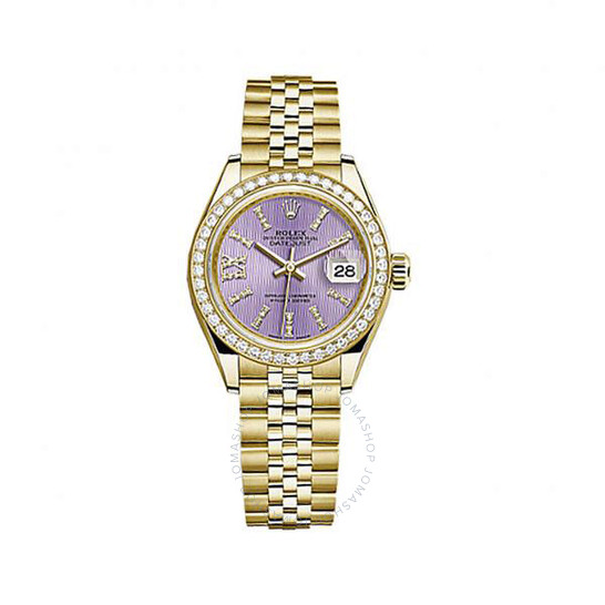 Rolex Lady Datejust 28 Lilac Dial 18K Yellow Gold Jubilee Bracelet Automatic Watch 279138LISRDJ