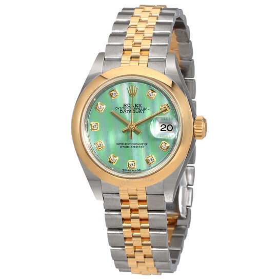 Rolex Lady Datejust 28 Mint Green Steel and 18kt Yellow Gold Jubilee Watch 279163GNDJ