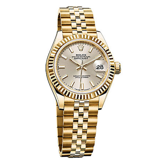 Rolex Lady Datejust 28 Silver Dial 18K Yellow Gold Jubilee Bracelet Automatic Watch 279178SSJ