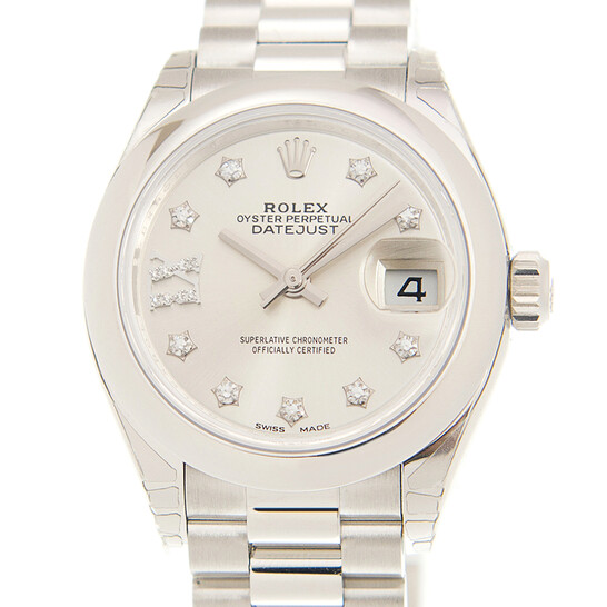 Rolex Lady-Datejust 28 Silver Dial Platinum President Automatic Ladies Watch 279166SRDP