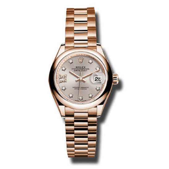 Rolex Lady-Datejust 28 Sundust Dial 18K Everose Gold President Automatic Ladies Watch 279165SNRDP