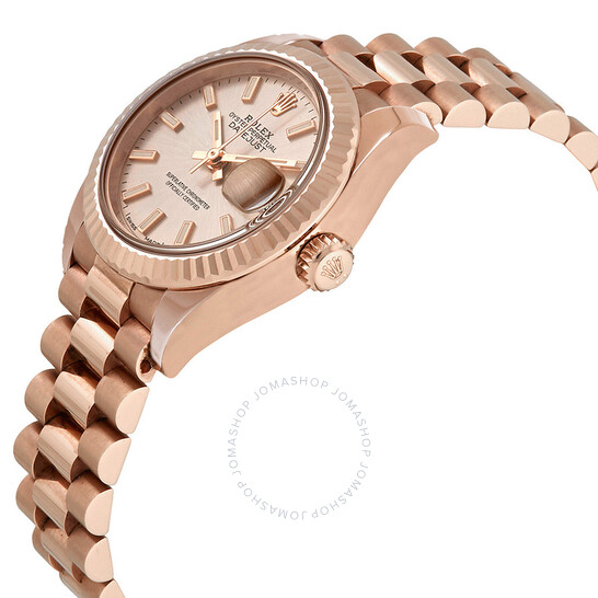 Rolex Lady-Datejust 28 Sundust Dial 18K Everose Gold President Automatic Ladies Watch 279175SNSP