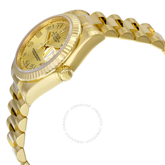 Rolex Lady-Datejust 31 Champagne Concentric Circle Dial 18K Yellow Gold President Automatic Ladies Watch 178278CCAP