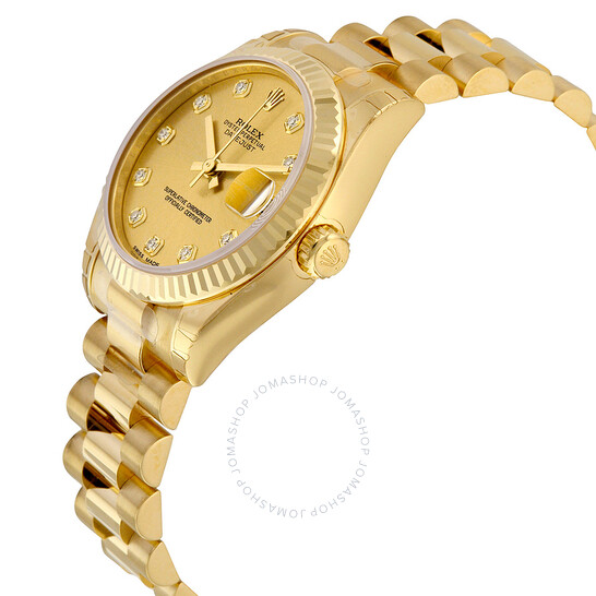 Rolex Lady-Datejust 31 Champagne Dial 18K Yellow Gold President Automatic Ladies Watch 178278CDP