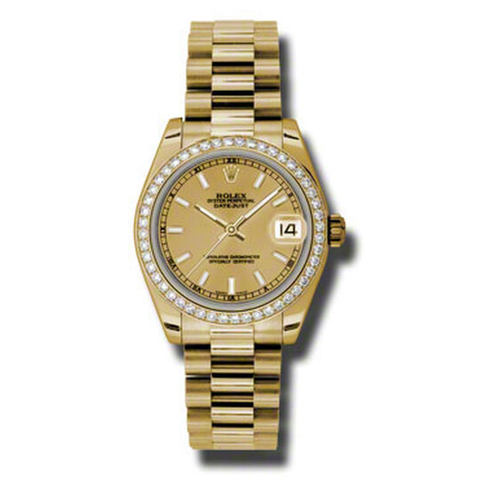 Rolex Lady-Datejust 31 Champange Dial 18K Yellow Gold President Automatic Ladies Watch 178278CRP