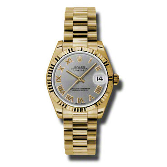 Rolex Lady-Datejust 31 Gray Dial 18K Yellow Gold President Automatic Ladies Watch 178278GRP