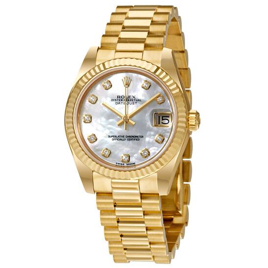 Rolex Lady-Datejust 31 White Dial 18K Yellow Gold President Automatic Ladies Watch 178288WRP