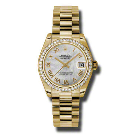 Rolex Lady-Datejust 31 Mother Of Pearl Dial 18K Yellow Gold President Automatic Ladies Watch 178288MRP