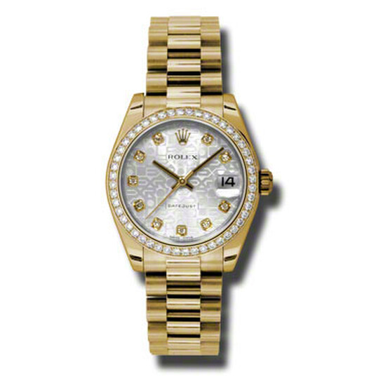 Rolex Lady-Datejust 31 Silver Dial 18K Yellow Gold President Automatic Ladies Watch 178288SJDP