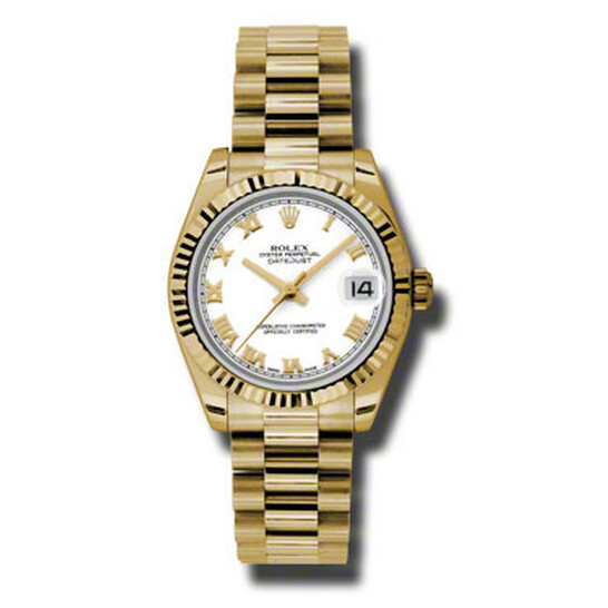 Rolex Lady-Datejust 31 White Dial 18K Yellow Gold President Automatic Ladies Watch 178278WRP