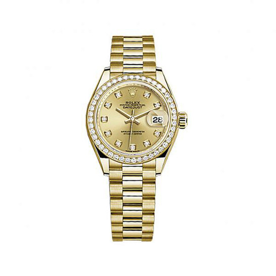 Rolex Lady-Datejust Champagne Diamond Dial 18 Carat Yellow Gold President Watch