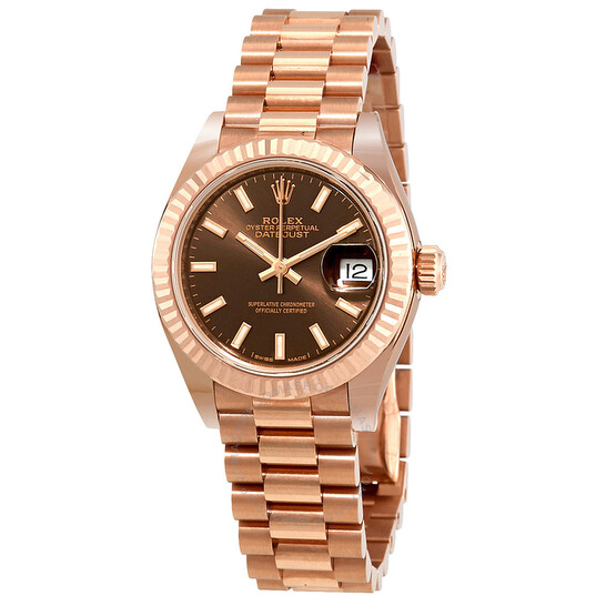 Rolex Lady Datejust Chocolate Dial 18K Everose Gold Automatic 28 mm Ladies Watch 279175CHSP