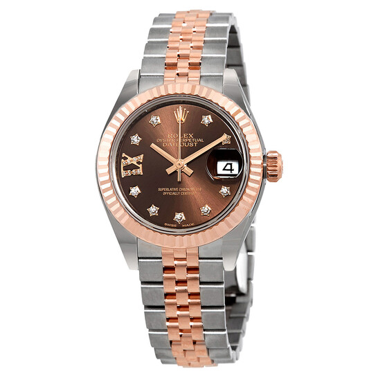 Rolex Lady Datejust Chocolate Diamond Dial Automatic 18 Carat Rose Gold President Watch 279175CHDP