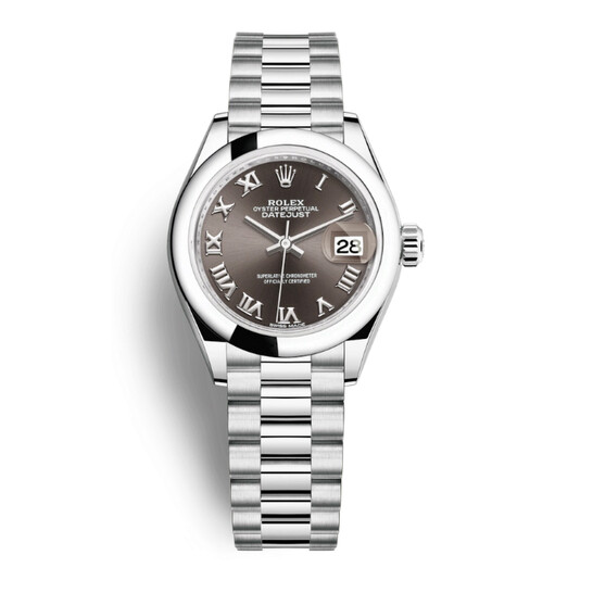 Rolex Lady-Datejust Grey Dial Automatic Platinum President Watch 279166GYSP