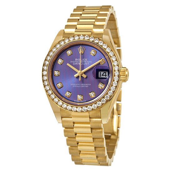 Rolex Lady-Datejust Lavender Diamond Dial 18 Carat Yellow Gold Watch 279138LVDP