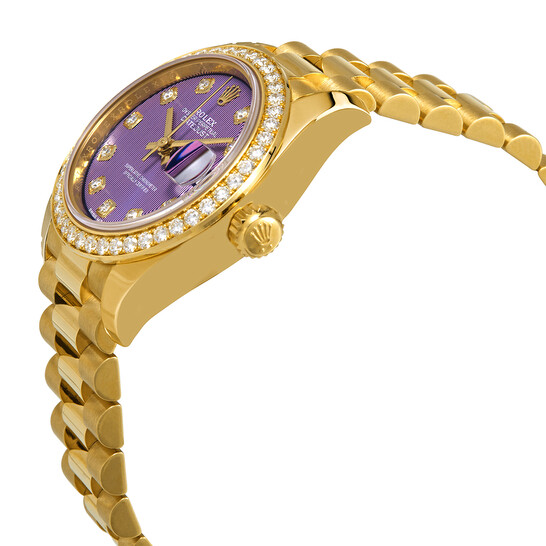 Rolex Lady-Datejust Lavender Diamond Dial 18 Carat Yellow Gold Watch 279138LVDP