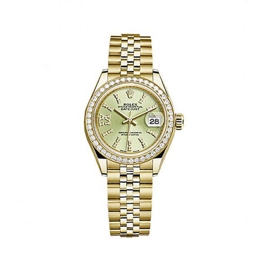 Rolex Lady-Datejust Champagne Diamond Dial Automatic Ladies 18 Carat Yellow Gold President Watch 279138RBCDP