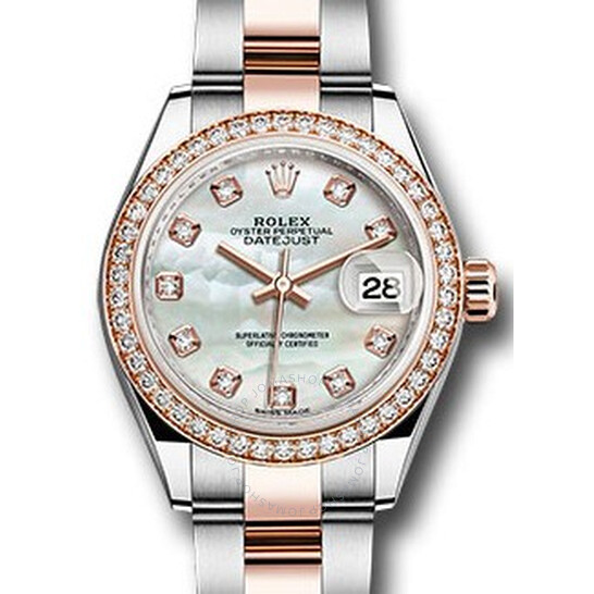 Rolex Lady Datejust Mother Of Pearl Steel And 18k Everose Gold Diamond Watch 279381MDO