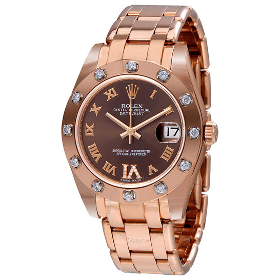 Rolex Lady-Datejust Pearlmaster Chocolate Dial 18K Everose Gold Automatic Ladies Watch 81315BRRDPM