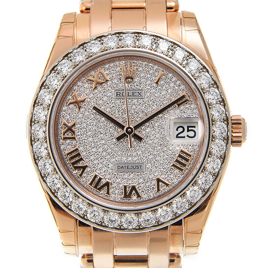 Rolex Lady-Datejust Pearlmaster Diamond Pave Dial 18K Everose Gold Automatic Ladies Watch 81285CDRPM