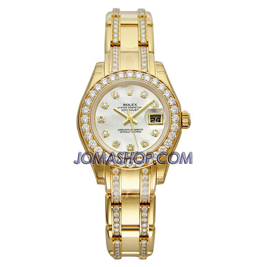 Rolex Lady-Datejust Pearlmaster Mother of Pearl Dial 18K Yellow Gold Diamond Watch 80298.74948MDDO