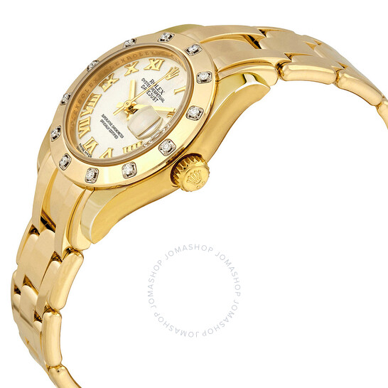 Rolex Lady-Datejust Pearlmaster White Dial 18K Yellow Gold Automatic Ladies Watch 80318WRPM