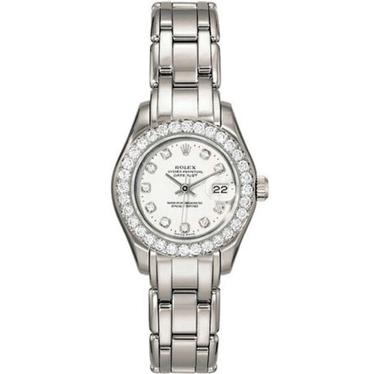 Rolex Lady-Datejust Pearlmaster White Diamond Dial 18K White Gold Automatic Ladies Watch 80299WDPM