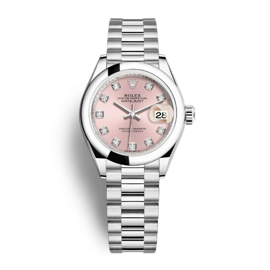 Rolex Lady-Datejust Pink Dial Automatic Platinum President Watch 279166PDP