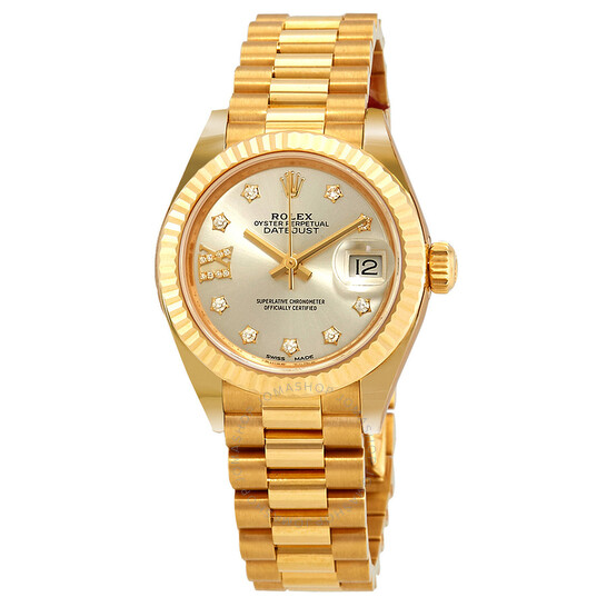 Rolex Lady-Datejust Silver Dial Ladies Steel and 18kt Yellow Gold Jubilee Watch 279383SSJ