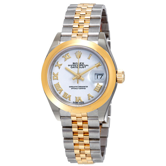 Rolex Lady-Datejust White Dial Automatic Ladies 18kt Yellow Gold and Steel Jubilee Watch 279163WRJ