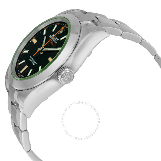 Rolex Milgauss Black Dial Domed Bezel Green Crystal Oyster Bracelet Unisex Watch 116400V