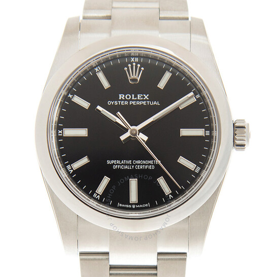 Rolex Oyster Perpetual 34 Automatic Chronometer Black Dial Ladies Watch 124200BKSO