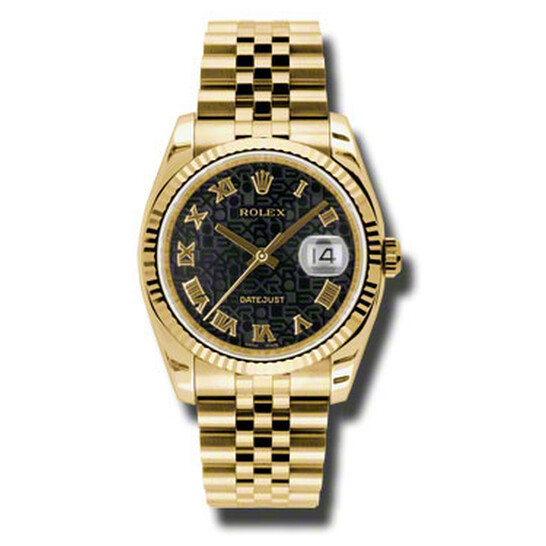 Rolex Oyster Perpetual Datejust 36 Black Dial 18K Yellow Gold Automatic Men’s Watch 116238BKJRJ