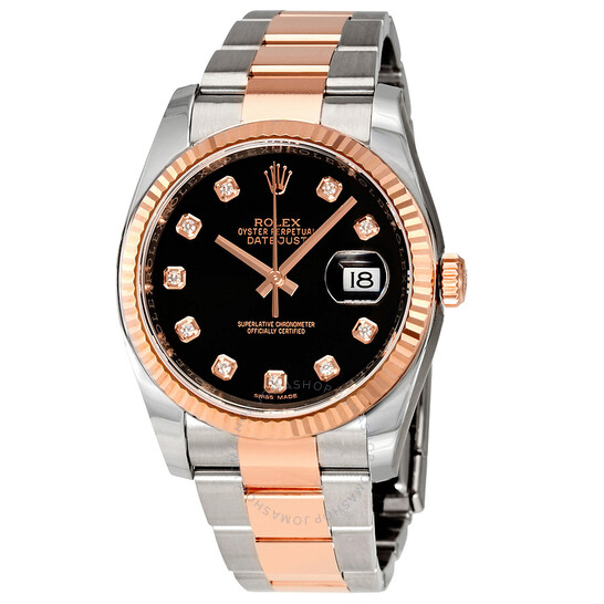 Rolex Oyster Perpetual Datejust 36 Black Concentric Dial Stainless Steel and 18K Everose Gold Jubilee Bracelet Automatic Men’s Watch 116231BKCAJ