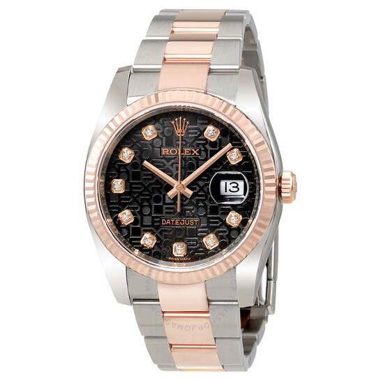 Rolex Oyster Perpetual Datejust 36 Black Dial Stainless Steel and 18K Everose Gold Bracelet Automatic Men’s Watch 116231BKJDO