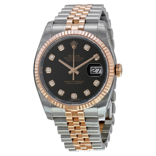 Rolex Oyster Perpetual Datejust 36 Black Dial Stainless Steel and 18K Everose Gold Jubilee Bracelet Automatic Men’s Watch 116231BKRJ